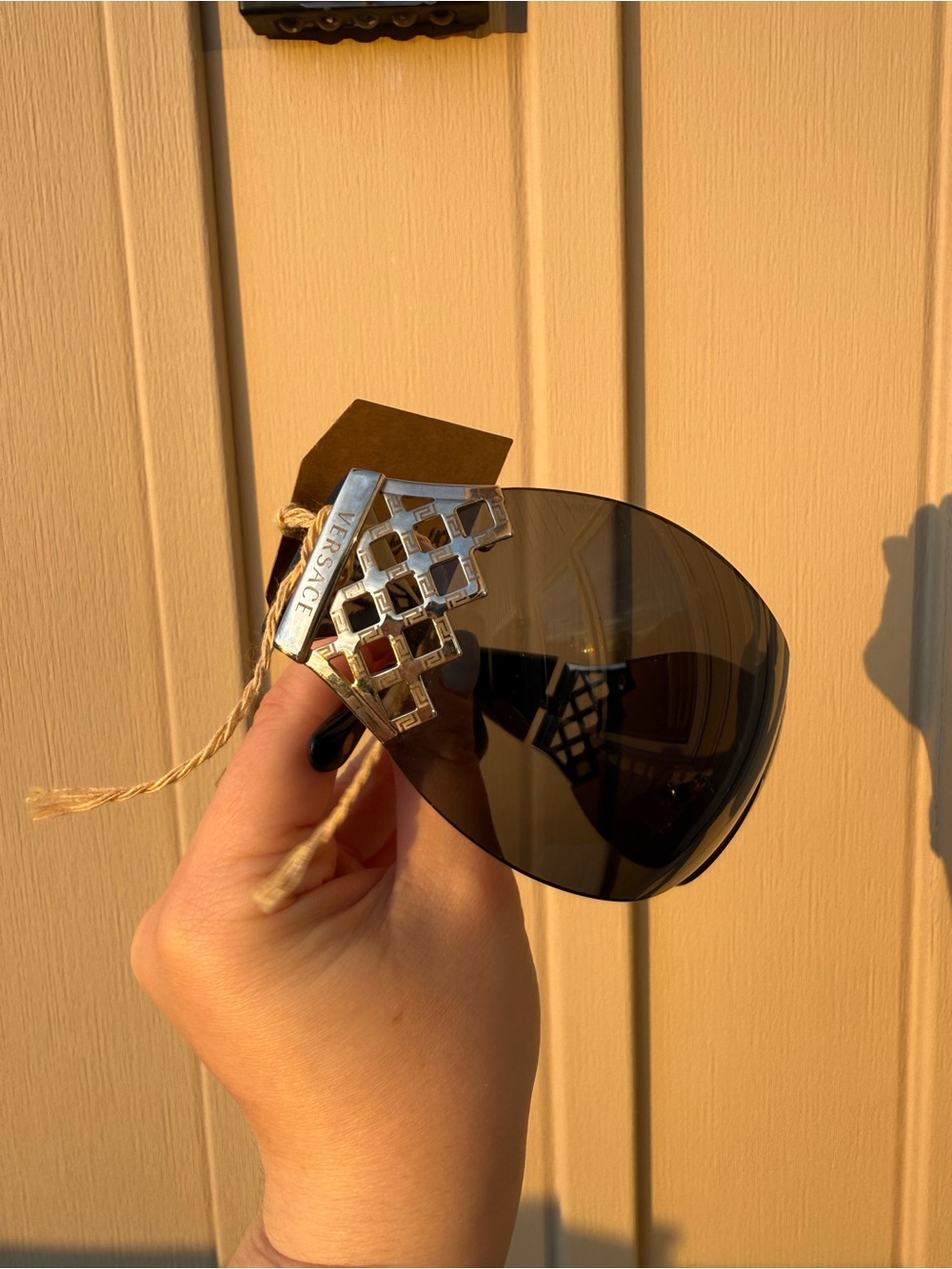 Versace Insane Y2K Black Shield Sunglasses with Silver Temples - Picture 7 of 8